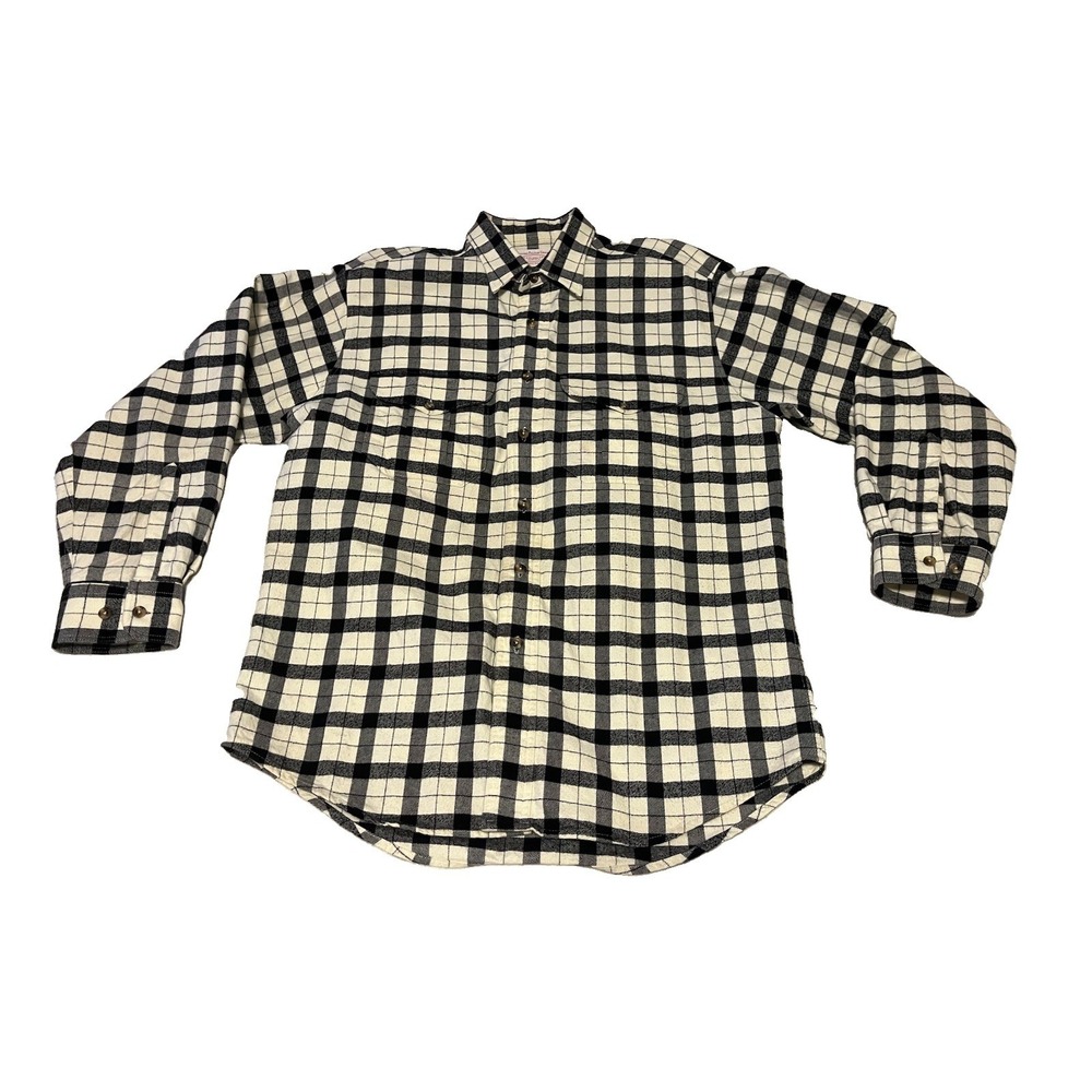 CC Filson Mens Black White Plaid 2XL Alaskan Guide Shirt Heavy Flannel Cotton